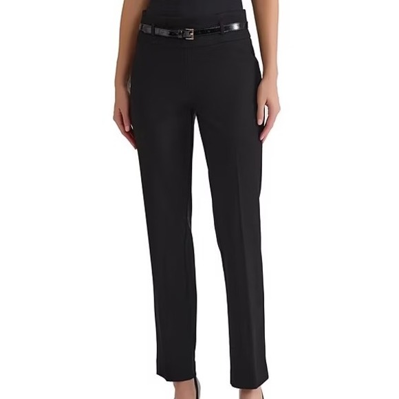 Kasper Pants - Kasper High Rise Pull On Boot Leg Dress Pant with Belt Black Womens XL NWT